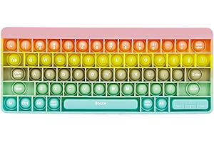 ARVALOLET Pop It Fidget Toy, Push Pop Bubble Fidget Sensory Toy Rainbow Keyboard Shape Pop Ont, Fidget Popper materiales de aprendizaje ansiedad estrés juguete para niños adultos autismo, ADD, ADHD