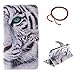 Produktbild GOCDLJ PU Hülle per Samsung Galaxy Alpha G850 Muster, Ultra Slim Leder Flip Cover Tasche Ledertasche Handytasche Pattern Buchstil Handyhülle Protective Case Etui Bumper Schale Wallet vollständig schützende mit Magnetverschluss Ständerfunktion ID Karte Slots Pouch Soft Silikon Backcover Rückseite shell kunstlederhülle Schutzhülle für Samsung Galaxy Alpha G850 + Chinesischer Stil Rote Armbänder Design Weißer Tiger
