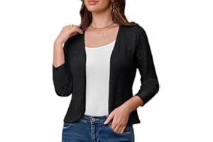GRACE KARIN Damen Elegant Strickjacke V Ausschnitt 3/4 Ärmel Festlich Bolerojacke Leicht Solid Cardigan