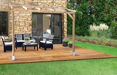 Chalet et jardin 3X3 Terrasse Bois sans Toit, Marron, 3 X 3 m