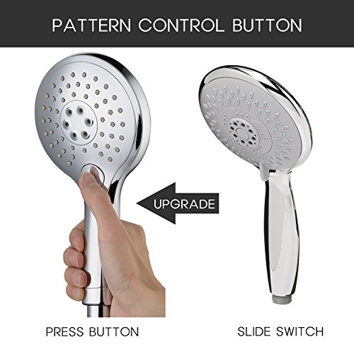 Lifewit Duschkopf 3 Strahlarten 2m Schlauch Handbrause 12cm Brausekopf Multifunktional Regenbrause Wasserfall für Badezimmer Chrom Silber - 5