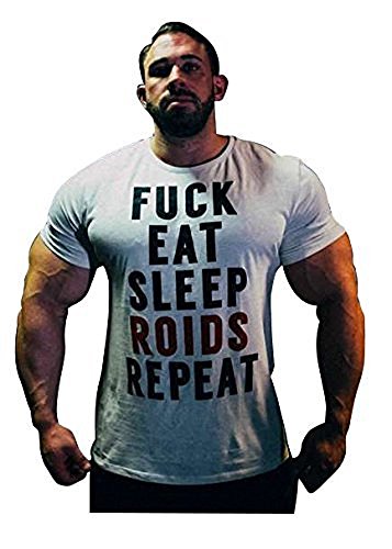 Preisvergleich Produktbild Hardgainer Crew T-Shirt Shirt Trainingsbekleidung Bodybuilding Herren Tanktops (XL, FUCK EAT SLEEP ROIDS REPEAT)