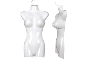 BAYLI 2er Set Torso Weiblich - 66 cm Damentorso aus Kunststoff - Oberkörper Halbplastik in Farbe weiß - Mannequin Büste - Halbplastischer Damenbody - Puppe Figur - Schaufensterpuppe Halbschale mit Haken