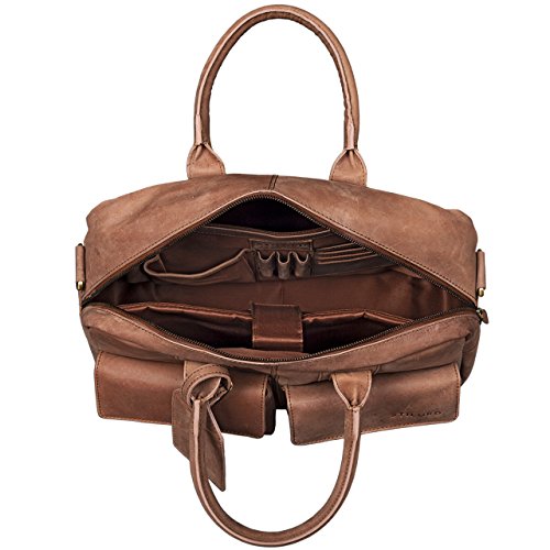 STILORD  Carlo  Gro  e Umh  ngetasche Leder Lehrertasche Aktentasche Schultertasche Reise Beruf Freizeit 15 6 Zoll Laptop College Bag Arbeit B  ro  Fa