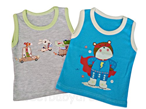 Baby Unisex Summer Sleeveless Tops - 2 pack 100% Cotton 6-9 months.