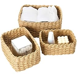 La Jolíe Muse Paniers de Rangement Jaune en Papier Bio Écologique Lot de 3 pour Jouets, Penderie de Bureau, Décor Maison