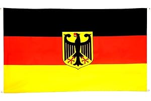 Flaggenfritze Deutschland Flagge mit Adler 90x150 cm mit 2 Metallösen, Deutschlandfahne wetterbeständig, Polyester, doppelt genäht, Fahne für Sport und Feierlichkeiten