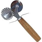VIVALUXE &Ccedil;ift Taraflı Paslanmaz &Ccedil;elik Hamur ve Pizza Kesici, Tırtıklı ve D&uuml;z Bı&ccedil;aklı, Ergonomik Ahşap Saplı, Ravioli, Mantı, 