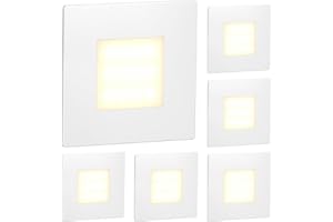 ledscom.de 6 LED luz de escalera/luz de pared empotrada FEX para interior y exterior, angular, 85 x 85mm, blanco cálido