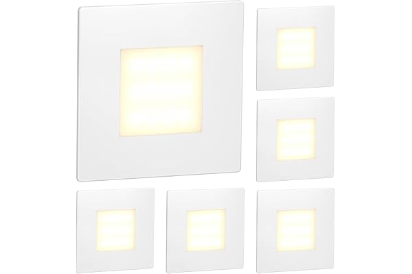 ledscom.de 6 lampes d'escalier LED/encastrées dans le mur FEX pour l'intérieur et l'extérieur, carrées, 85 x 85mm, blanc chaud