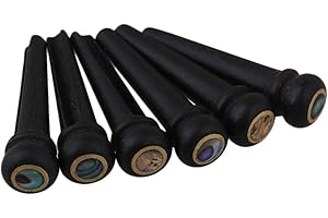 BQLZR Lot de 6 chevilles en ébène pour chevalet de guitare acoustique surmontées d'un point en abalone dans un cercle de laiton