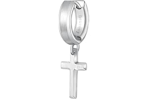 Brosway Orecchino Singolo A Cerchio Uomo In Acciaio Con Simbolo Croce, Orecchino Singolo Uomo Collezione Ink - BIK27