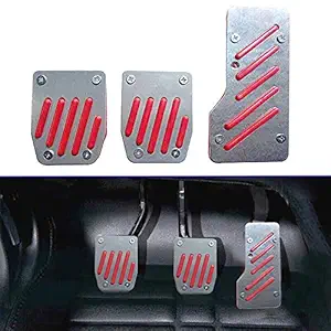 Oshotto 3 Pcs Non-Slip Manual CS-320 Car Pedals Kit Pad Covers Set for All Cars (Red)