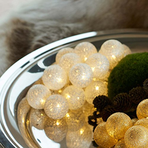 Bolette Mini Cotton LED Ball Lights, Silver 1.5m + 30cm