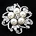 NEW SILVER TONE FAUX PEARL BROACH RHINESTONE CRYSTAL FLOWER LEAF BROOCH WEDDING