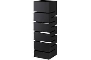 Baroni Home Schirmständer mit modernem Design aus Metall mit geometrischer Schnitzerei - Schirmständer mit Haken und abnehmbarem Auffangfach für Heim- und Bürodekoration, Taupe, 15,5x15,5x49 cm