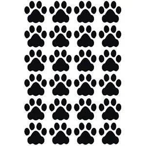 LiteMark 3 Inch Black Dog Paw Prints Decal Stickers Floors Walls - Pack of 48