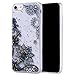 Produktbild Misstars Glitzer Hülle für iPhone 7 Plus, Bling Pailletten Transparent Weich TPU Silikon mit Schwarz Blumen Malerei Muster Backcover Anti-Rutsch Kratzfeste Schutzhülle für iPhone 7 Plus / 8 Plus