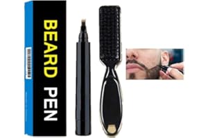 BELIKY GIRL Natural Black Beard Pencil Filler for Men, Mustache Shaping & Enhancing, Waterproof Barber Beard Pen with Brush, Long Lasting & Sweat Proof Kit for All Skin Types