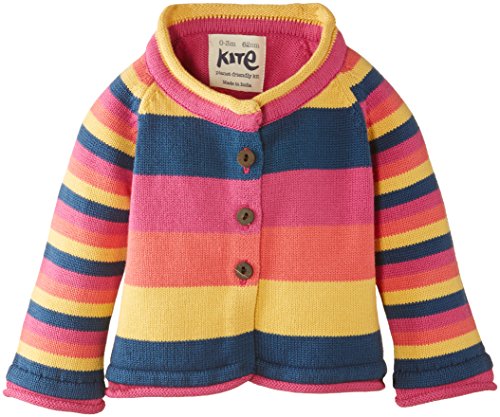 Kite Baby-Girls Flower Striped Button Front Cardigan, Multicoloured, 12-18 Months