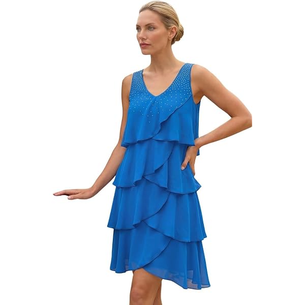 chinese dress ladies Royal Blue Midi Length Twist Cut Out Slip Dress, Xs main image 1