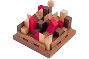 Engelhart – 350140 - La Cité Infernale - Casse-Tête en Bois Niveau Difficile – 11 Pièces – 13 Combinaisons – À partir de 10 Ans – Écologique et Durable - Casse Tete Niveau Avancé