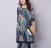 MelBedy Women's Printing Patchwork Pullover Loose Fit Dress Tunic with Pockets Blue