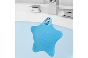 HengLiSam Bathtub Overflow Drain Cover, Bath Accessories, Soak Bath Overflow Drain Cover, Silicone Bath Tub Drain Plug with 5 Suction Cup, Add Water for Deeper Bath, Cute Tub Stopper (Blue)