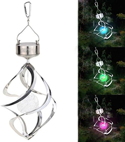 Skoalr Solar Angetriebene Wind Spining Lights Hanging Outdoor Colour Changing LED Ceiling Light for Party Garden Patio Landscape Pathway Decorations Party Stainless Steel and Acrylic &amp; # xFF08; IP55 &amp; # xFF09,