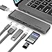 Price comparison product image Anbes USB C Hub Aluminum Type-C Hub Adapter for 2016/2017 MacBook Pro for 13" and 15" with Thunderbolt 3/USB-C Port, 4K HDMI, Micro SD/SD Card Reader, 2xUSB 3.0 Type-A Ports (Space Gray)