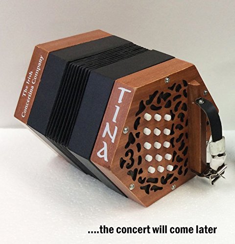 Garvey Tina Irish Traditional Button Concertina Accordion - Perfect for Beginners - Brown