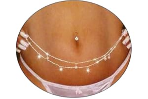 Flovel Boho Pearl Belly Chain Layered Waist Chain Gold Body Chain Nightclub Rave Body Chain Body Jewellery for Women and Girls
