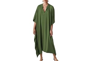 Bsubseach Maxi Vestido para Mujer con Estampado Turco Kaftan Beachwear Bikini Cover Up