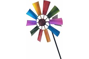 WHYCHSTORE Moulin à vent en métal rotatif à pour 360 degrés pour une utilisation en extérieur comme patio, jardin, terrasse