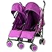 Zeta Citi TWIN Stroller Buggy Pushchair - Plum Double Stroller Complete With FootMuffs And Bag