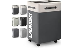 Rieeyrslza Cesto della Biancheria con Ruote 74L Cesto Portabiancheria Sporca con Rotelle Portabiancheria Pieghevole in Tessuto Oxford Multifunzione Cesto Portaoggetti (Bianco + Grigio Scuro o2)