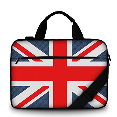 Silent Monsters Canvas Schutzhülle mit Zubehörfach 39,6 cm (15,6 Zoll) für Laptop union Jack