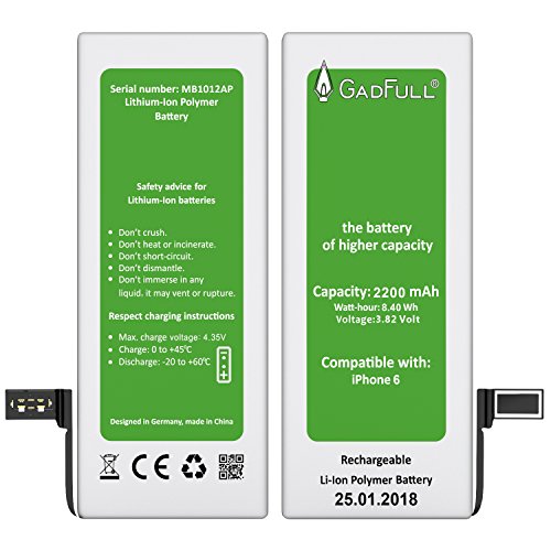 GadFull Batterie Haute capacit   pour iPhone 6 Profi Set   2018 Date de Production   Kit d outillage Manuel et Profi Set de r  paration   Nouvelle Batterie de t  l  phone Portable suppl  mentaire