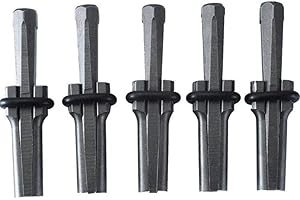 VALINK Zestaw 5 szt. dłut do kamienia, 1,42 cm kliny do kamienia betonowego łuparka kamieni skalnych narzędzie ręczne i podkładki piórowe 14 mm, metalowa łuparka Calcestruzzo, łuparka do kamieni