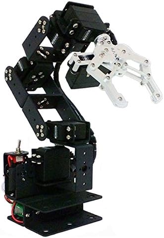 Foyoram Not fully assembled Aluminum 6-Axis Mechanical Robotic Arm Full set of stents for Arduino Black（Not including steering gear）
