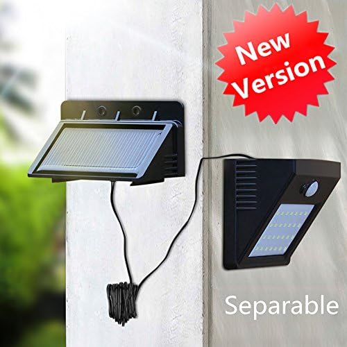 iropro Solar Power Separable 28 LED PIR Motion Sensor Security Wall Light Indoor Outdoor Warehouse Storage Room Garden Fence Patio Yard Walkway Driveway Stairs Inside Lamp 3 Modes 700LM 8.2 feet Cable