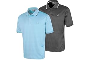 Under Par 2 Pack Men's Golf Polo Shirt in Waffle Knit with Stretch, Moisture Wicking and UV protection