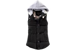 Inlefen Bottoni trapuntati da donna Foulard staccabile Gilet addensato Giacca casual calda invernale Autunno Giacca senza maniche con cerniera Giacca calda