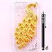 Produktbild Locaa(TM) Apple IPhone5S IPhone5 IPhone5G 3D Bling Case + Griffel + Anti Staub Ohrstecker Deluxe Luxus Perlen Diamant niedlich Schöne Retro schlank Schutz Hülle Abdeckung Cover - [Transparent Serie] Gold