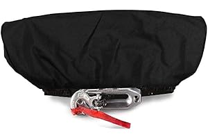 EXCERANDO Abdeckung für Seilwinden - Deluxe 600D Material Winde Abdeckung,Hochleistungs wasserdicht Abdeckung Seilwinde Passend für 8.500 bis 17.500 Pfund Kapazität Winden (Schwarzer Streifenrand)