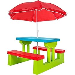 tectake Ensemble de Jardin pour Enfant 2 bancs Parasol Table d'activité
