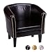 Produktbild CCLIFE Chesterfield Sessel Loungesessel mit Hocker Clubsessel Cocktailsessel Ledersessel Braun/Weiss/Gold, Farbe:Braun