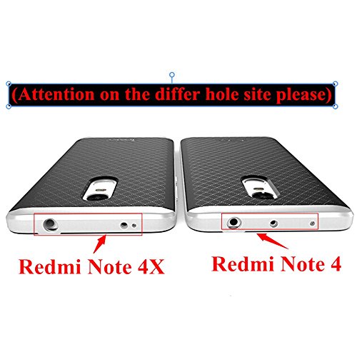 Xiaomi Redmi Note 4X Funda  Ipaky Protecci  n interna TPU Flexible  Ultra Resistente  Marco Exterior R  gido PC efecto Metal  Anti Golpes  Carcasa H  brida Bumper Redmi Note 4X - Plata