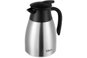 Tiken 1L Caraffa Termica per il Caffè da, Brocca Isolante in Acciaio Inossidabile per il Caffè, Tè e altre Bevande Calde e Fredde