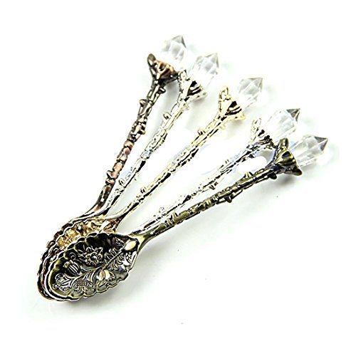 5 Stück / Set Retro Royal Luxury Weinlese Palast schnitzte Kaffee Tee Mini Eisportionierer Löffel 5pcs umweltfreundlich - 2